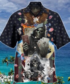 Poker Skull Flame Us Flag Independence Day Hawaiian Shirt Special Gift For Men And Women Product Photo 1