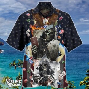 Poker Skull Flame Us Flag Independence Day Hawaiian Shirt Special Gift For Men And Women Product Photo 1