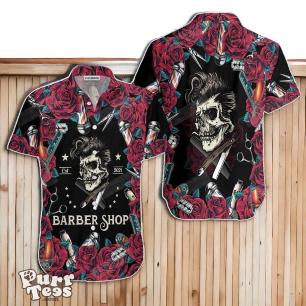 Rose And The Barber Skull Hawaiian Shirt Special Gift Product Photo 1