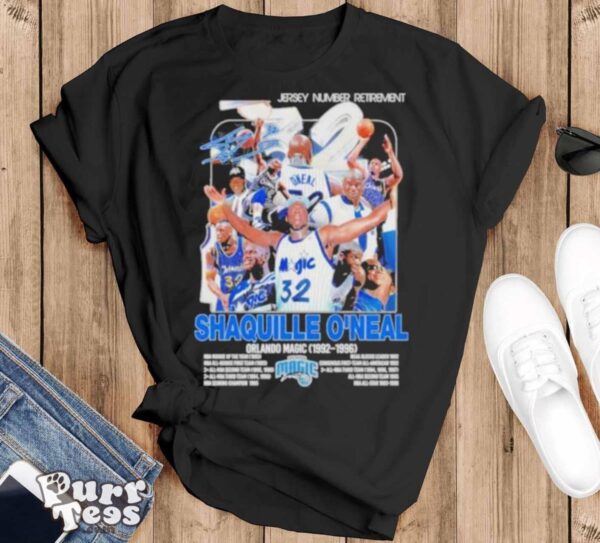 Shaquille O’neal Orlando Magic 1992 1996 Jersey Number Retirement achievement Shirt - Black T-Shirt