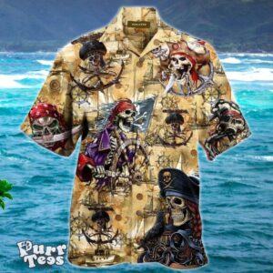 Skeleton Pirates Print Hawaiian Shirt Style Gift Product Photo 1