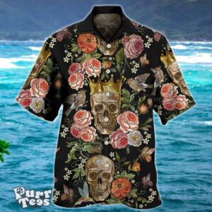 Skull And Flowers Art Hawaiian Shirt Style Gift Product Photo 1