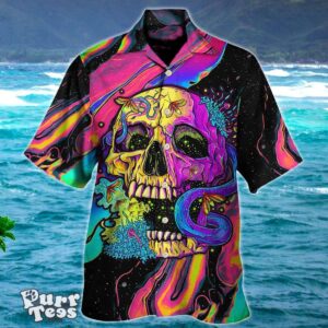 Skull And Moth Night Butterfly Neon Style Hawaiian Shirt Style Gift Product Photo 1