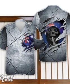 Skull Australian Flag Hawaii Shirt Australia Army Product Photo 1