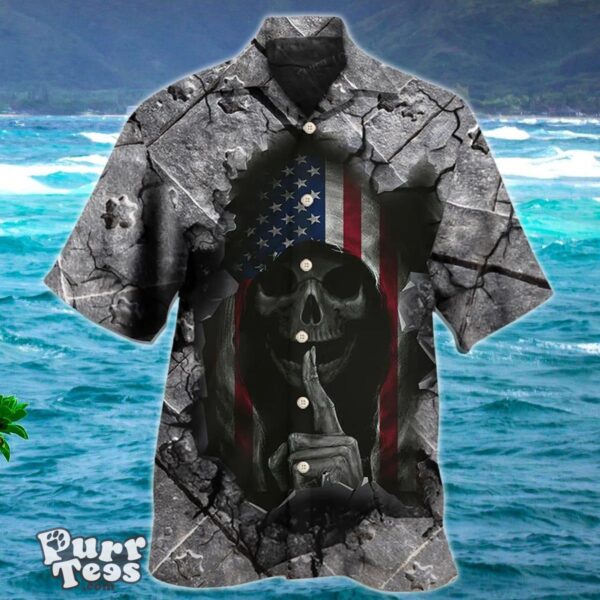 Skull Dark American Flag Strong Wrought Iron Hawaiian Shirt Style Gift Product Photo 1