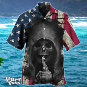 Skull Dark American Flag Vintage Hawaiian Shirt Style Gift Product Photo 1