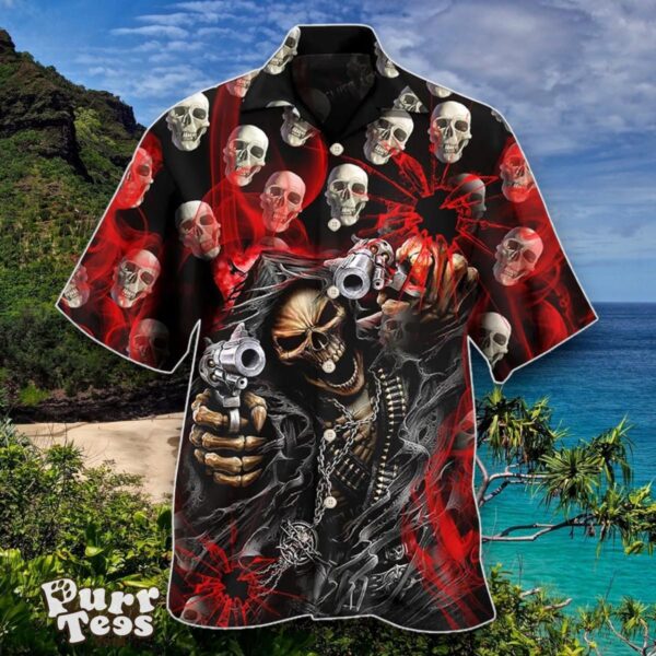 Skull Dark Gun Red Smoke Lighting Hawaiian Shirt Special Gift For Men And Women Product Photo 1