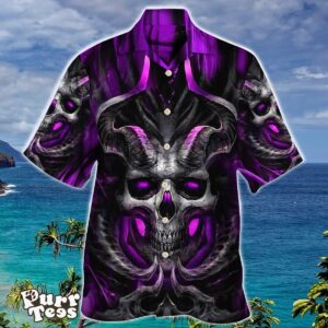 Skull Dark Purple Fire Lighting Hawaiian Shirt Special Gift For Men And Women Product Photo 1