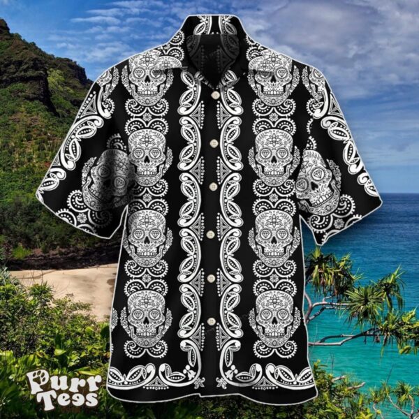 Skull Diamond Pattern Black And White Hawaiian Shirt Special Gift For Men And Women Product Photo 1