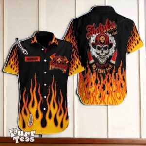 Skull Flame Firefighter Custom Name Hawaiian Shirt Special Gift For Men Women Product Photo 1