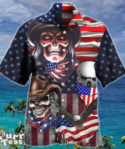 Skull Independence Day Cowboy Skull Us Hawaiian Shirt Special Gift For Men And Women Product Photo 1