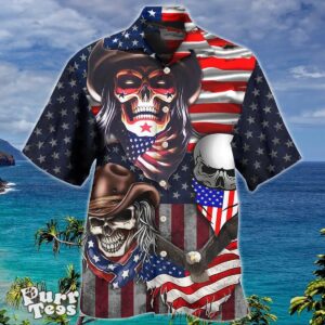 Skull Independence Day Cowboy Skull Us Hawaiian Shirt Special Gift For Men And Women Product Photo 1