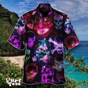 Skull Neon Art Happy Holiday Hawaiian Shirt Special Gift For Men And Women Product Photo 1