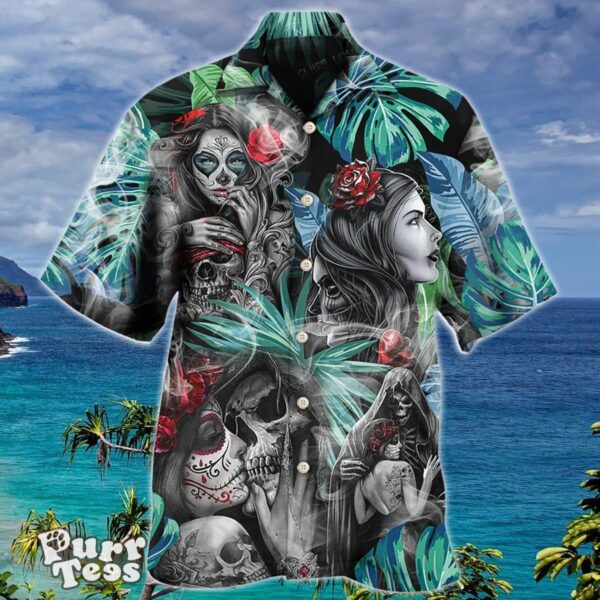 Skull Tropical White Smoke Red Flower Hawaiian Shirt Special Gift For Men And Women Product Photo 1