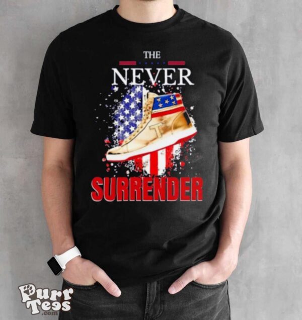 The Never Surrender Trump Sneakerheads American Flag Shirt - Black Unisex T-Shirt