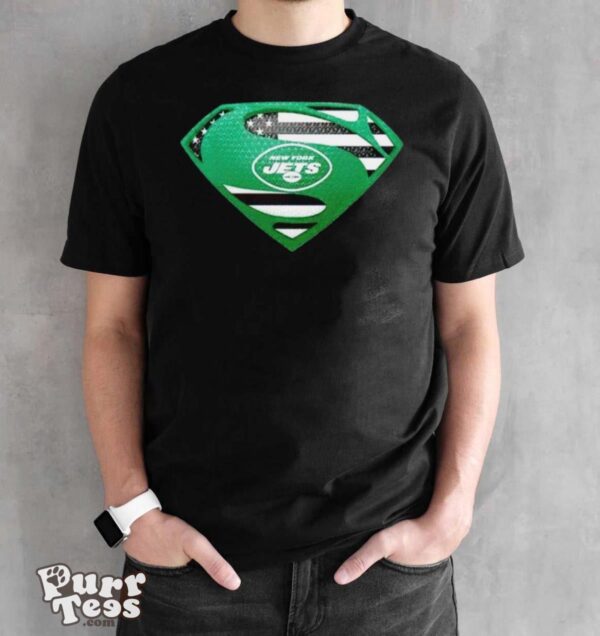 USA Flag Inside New York Jets Superman shirt - Black Unisex T-Shirt