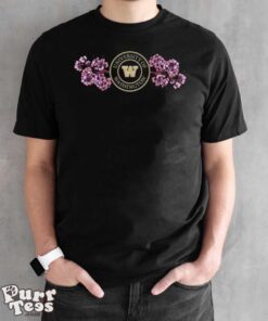 Washington Huskies Cherry Blossom Embroidered T shirt - Black Unisex T-Shirt