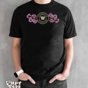 Washington Huskies Cherry Blossom Embroidered T shirt - Black Unisex T-Shirt