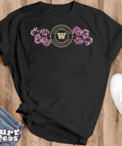 Washington Huskies Cherry Blossom Embroidered T shirt - Black T-Shirt