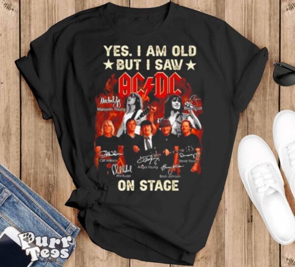 Yes I Am Old But I Saw ACDC On Stage 2024 Signatures Shirt - Black T-Shirt