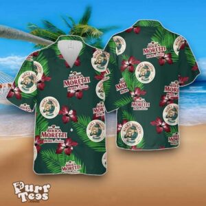 Birra Moretti Beer Hibiscus Flower Pattern Hawaiian Shirt Best Gift Gift For Beach Lovers Product Photo 1