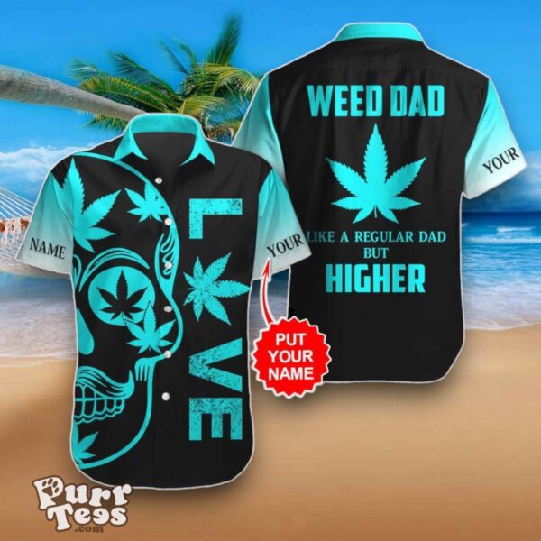 Customized Weed Dad Blue Leaf Skull Black Hawaiian Shirt Best Gift Product Photo 1