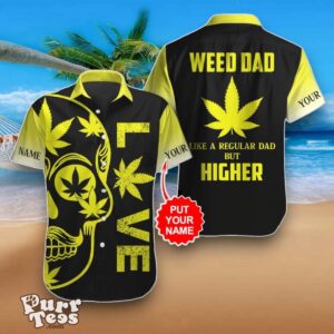 Customized Weed Dad Yellow Leaf Skull Black Hawaiian Shirt Best Gift Product Photo 1