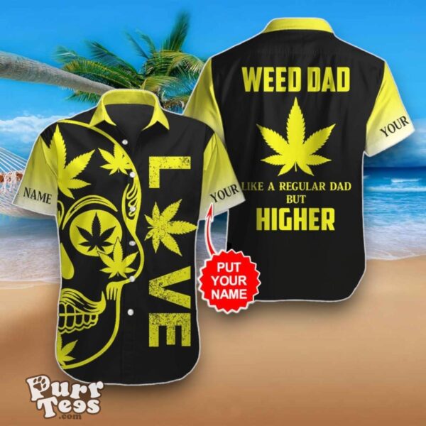 Customized Weed Dad Yellow Leaf Skull Black Hawaiian Shirt Best Gift Product Photo 1