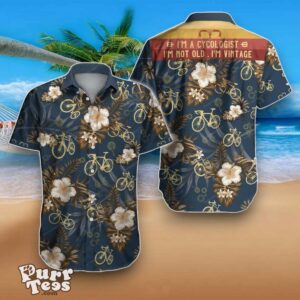 Cycling Vintage Golden Floral Indigo Blue Hawaiian Shirt Best Gift Product Photo 1