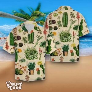 Flower Cactus Green And Beige Hawaiian Shirt Best Gift Product Photo 1