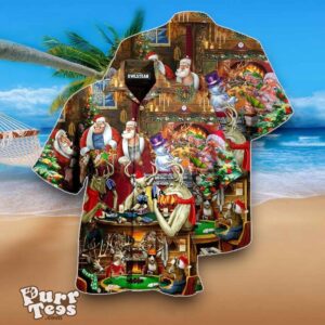 Gambling Santa And Friends Play Poker Hawaiian Shirt Best Gift Product Photo 1