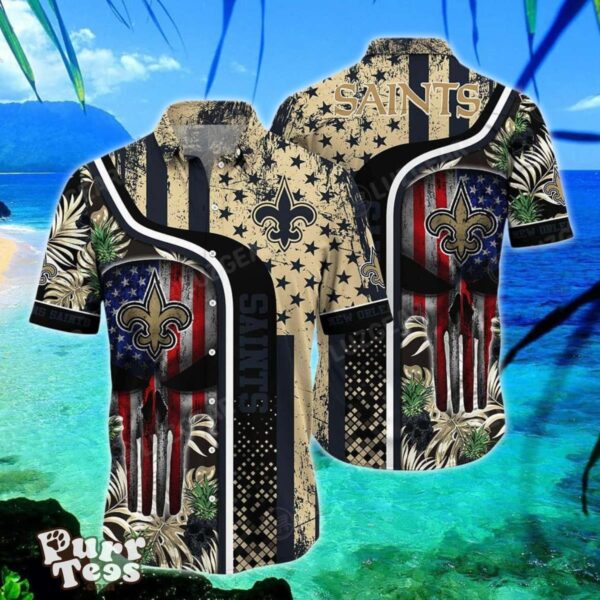 New Orleans Saints NFL Hawaiian Shirt Graphic Tropical Pattern Skull Punisher 3D Printed Best Gift Product Photo 1