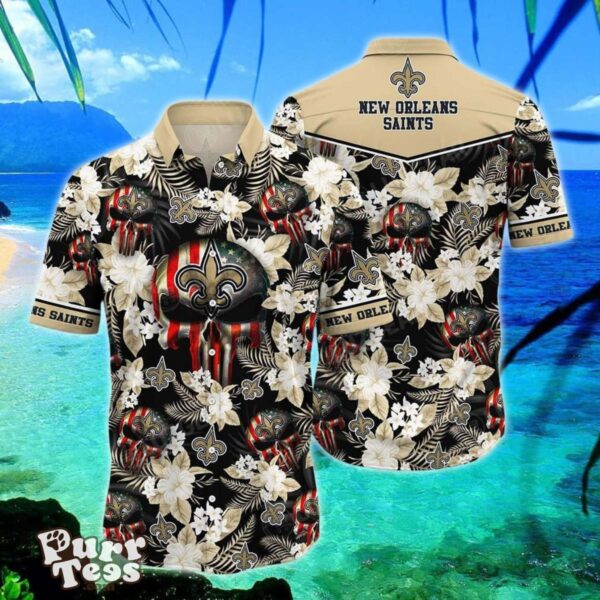 New Orleans Saints NFL Hawaiian Shirt Skull Punisher Printed 3D New Trend Summer Product Photo 1