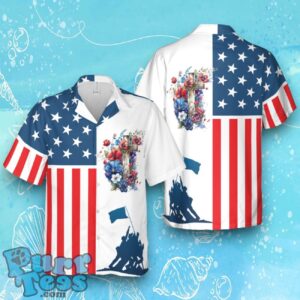 4th July Happy Independence Day US Flag Cross Hawaiian Shirt Product Photo 1