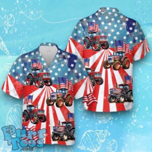 4th Of July Farm Tractor American Flag Hawaiian Shirt Product Photo 1