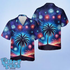 4th Of July Tropical Palm Tree And Firework Hawaiian Shirt Product Photo 1