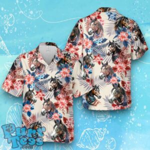 American Mustang Horse, 4th Of July Hawaiian Shirt Product Photo 1