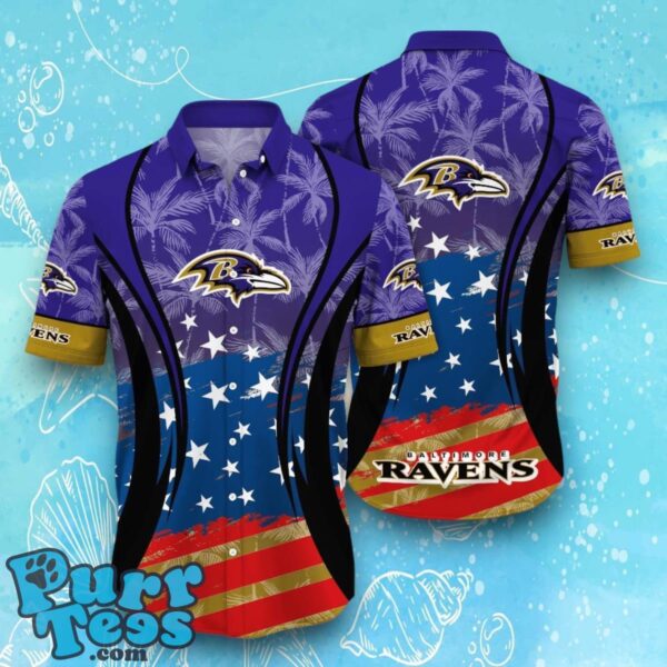 Baltimore Ravens NFL Hawaiian Shirt Flag 3D Summer Beach For Fans Product Photo 1