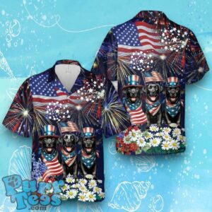 Black Labrador Retriever Dog 4th Of July Hawaiian Shirt Product Photo 1