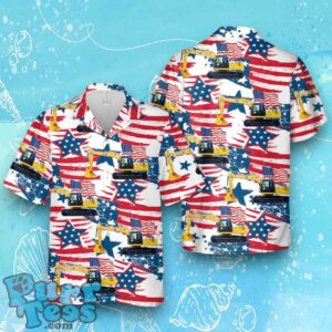 CATERPILLAR 320D3 Excavator, 4th Of July Hawaiian Shirt Product Photo 1