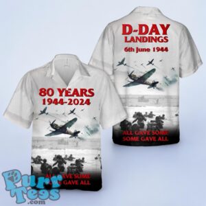 D-Day Bunting 80 Years Normandy Beach Landings Hawaiian Shirt Product Photo 1