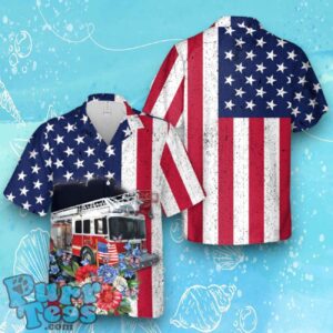 Fire Truck 4th Of July Hawaiian Shirt Product Photo 1