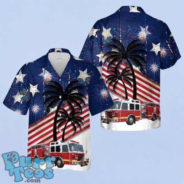 Fire Truck Firefighter, 4th Of July Hawaiian Shirt Product Photo 1