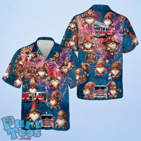 Fire Trucks Gnomes Firefighter, 4th Of July Hawaiian Shirt Product Photo 1