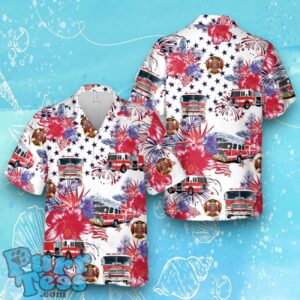 Firefighter Fire Truck, 4th Of July Men's Hawaiian Shirt Product Photo 1