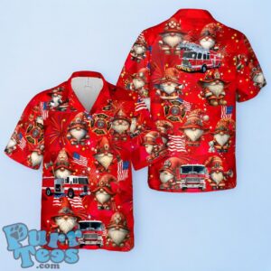 Firefighter Gnome Firefighter Fire Truck 4th Of July Hawaiian Shirt Product Photo 1