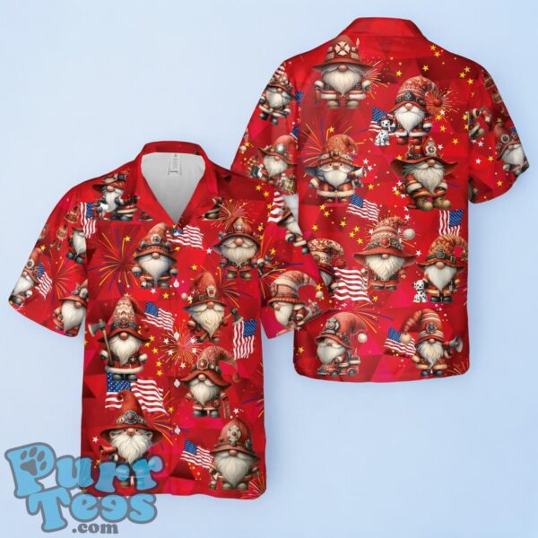 Firefighter Gnome Firefighter Fire Truck 4th Of July Hawaiian Shirt For Men Women Product Photo 1