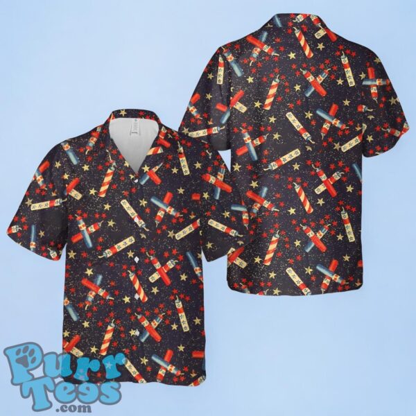 Fireworks Glitter Patriotic Hawaiian Shirt Product Photo 1