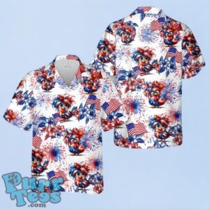 Funny US Flag Chicken 4th Of July Hawaiian Shirt Product Photo 1